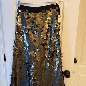Banana Republic Gold and Black Sequin A-Line Skirt